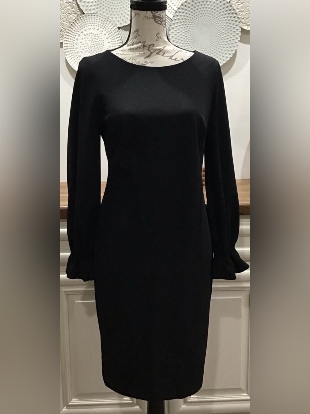 Calvin Klein Black Long-Sleeve Sheath Dress